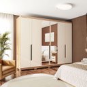 Ver imagem 1 de Guarda Roupa de Casal com Espelho 6 Portas 270cm Barcelona Politorno Móveis