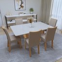 Ver imagem 4 de Conjunto Sala de Jantar 6 Lugares Retangular Tampo Vidro/MDF 160cm Mesa e Cadeiras Apogeu