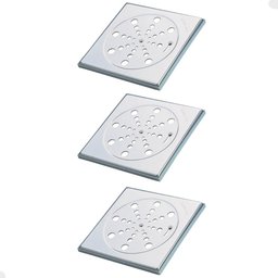 Kit 3 Grelhas para Ralo de Box Banheiro 15x15cm Quintal Aço Inox com Fecho - 1