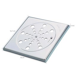 Kit 3 Grelhas para Ralo de Box Banheiro 15x15cm Quintal Aço Inox com Fecho - 3