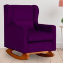Ver imagem 2 de Poltrona C/ Puff Balanço Amamentação Aurora Veludo Roxo - Lm Decor