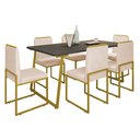 Ver imagem 3 de Cadeira Sala Jantar Barcelona – Base Dourado:bege