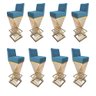 Kit 08 Banquetas Luma Base de Ferro Sued Azul Tiffany - D'classe Decor - 1