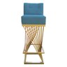 Kit 08 Banquetas Luma Base de Ferro Sued Azul Tiffany - D'classe Decor - 2