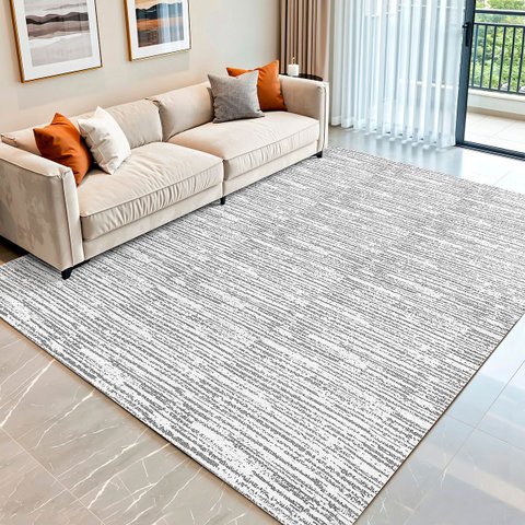 Tapete Sala Quarto Rústico Elegante 2,00m X 3,00m Decorativo Antiderrapante Abstrato Cru Cinza