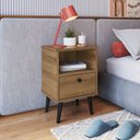 Ver imagem 1 de Mesa de Cabeceira Infantil 1 Gaveta Quarto Marrom
