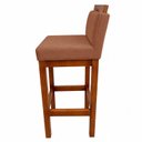 Ver imagem 5 de Kit 2 Banqueta Alta de Madeira Aurora Balcão Cozinha Bistro com Encosto Suede Terracota