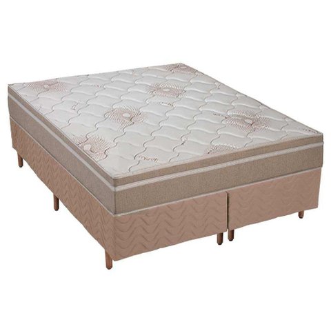 Cama Box Queen: Colchão Espuma D45 Polar Pérola Premium + Base CRC Rústico Clean(158x198)