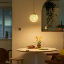 Ver imagem 2 de Lustre Pendente Led Globo Cristal Transparente Dourado 7w 3 Cores Lus-610 St3136