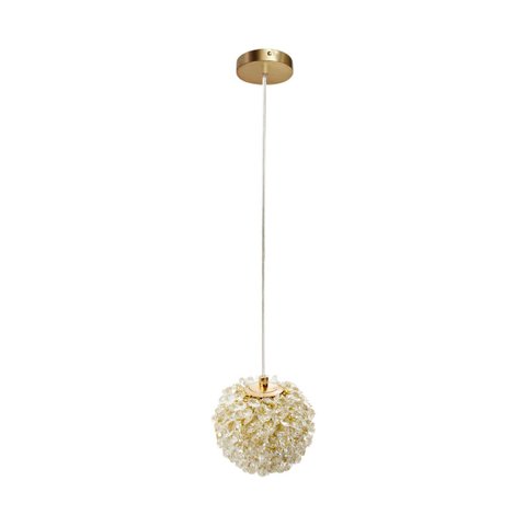 Lustre Pendente Led Globo Cristal Transparente Dourado 7w 3 Cores Lus-610 St3136