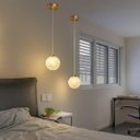 Ver imagem 3 de Lustre Pendente Led Globo Cristal Transparente Dourado 7w 3 Cores Lus-610 St3136