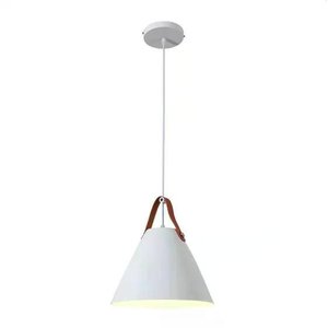 Pendente Nitrolux Nt-005b Cone Branco com Couro Marrom E27