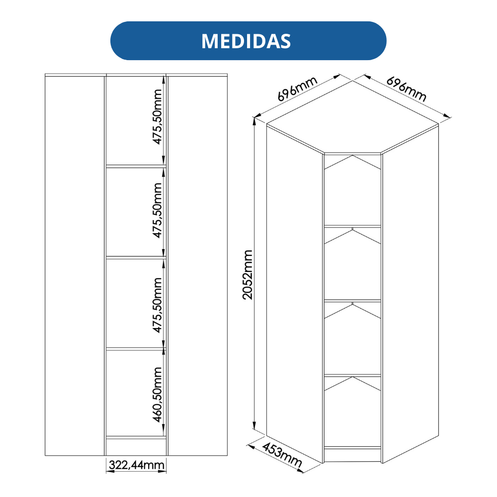 Guarda Roupa 3 Portas 2 Gavetas Wood  - 8