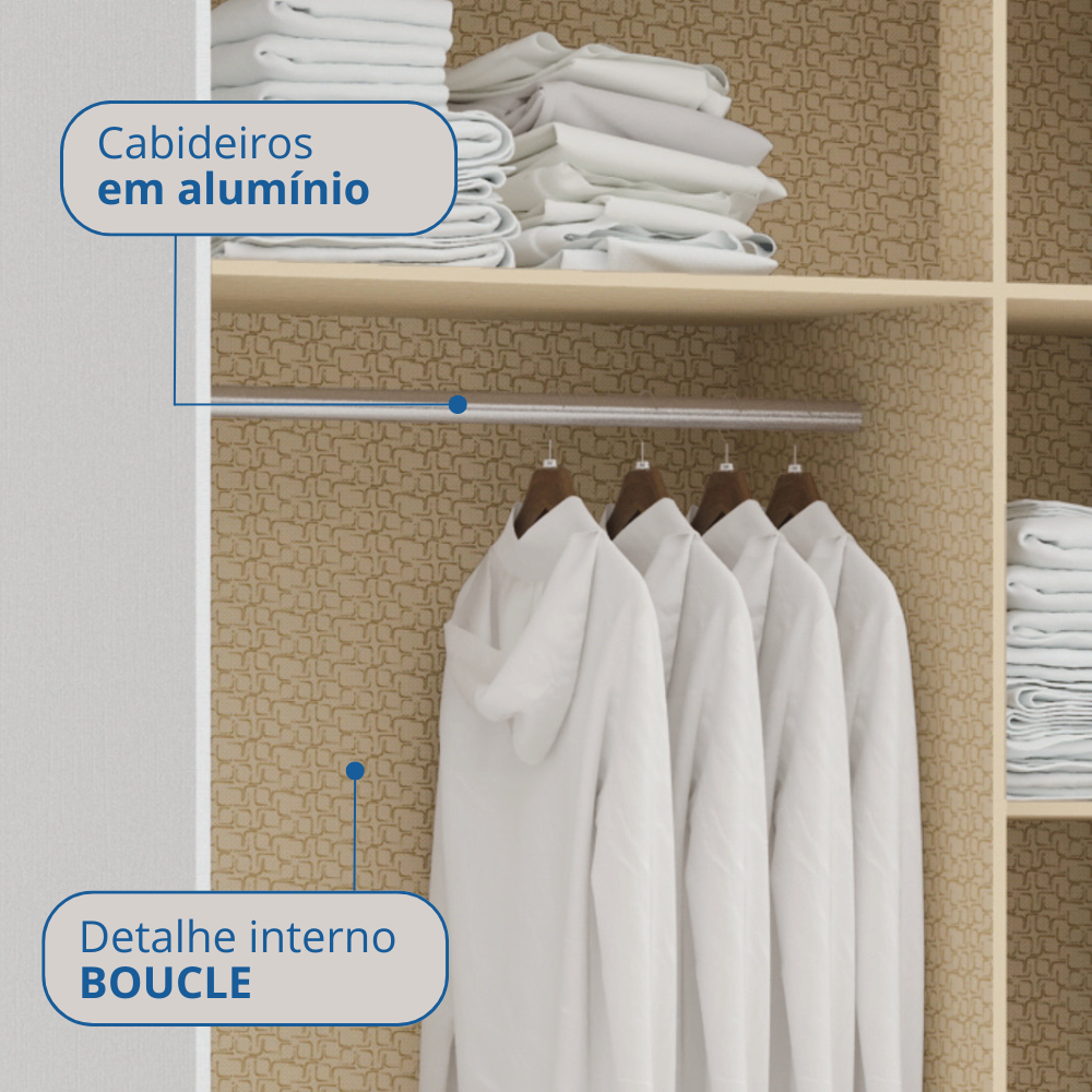 Guarda Roupa 3 Portas 2 Gavetas Wood  - 3