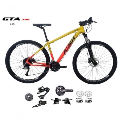 Bicicleta Aro 29 Ksw Xlt Kit 2x9 Gta Sunrun Freio Disco K7 11/36 Pedivela 24/38d Garfo Trava -