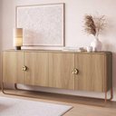 Ver imagem 1 de Buffet Sala Orgânico 180cm X 75cm C/ 4 Portas e Pés em Metal Cor:hanover com Dourado