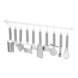 Suporte De Cozinha Porta Talheres 50cm C/ 8 Ganchos Branco - 1