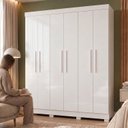 Ver mais imagens de Guarda Roupa Solteiro 6 Portas 4 Gavetas Flórida 100% MDF Branco
