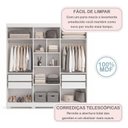 Ver imagem 4 de Guarda Roupa Solteiro 6 Portas 4 Gavetas Flórida 100% MDF Branco