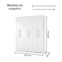 Ver imagem 7 de Guarda Roupa Solteiro 6 Portas 4 Gavetas Flórida 100% MDF Branco