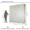 Ver imagem 7 de Guarda Roupa Solteiro 6 Portas 4 Gavetas Flórida 100% MDF Branco