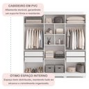 Ver imagem 6 de Guarda Roupa Solteiro 6 Portas 4 Gavetas Flórida 100% MDF Branco