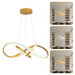 Lustre Pendente Led Flux 45w Dourado 3 em 1 Bivolt Design Moderno e Elegante - 2