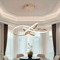 Lustre Pendente Led Flux 45w Dourado 3 em 1 Bivolt Design Moderno e Elegante - 3