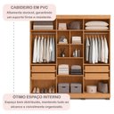Ver imagem 6 de Guarda Roupa Solteiro 6 Portas 4 Gavetas Flórida 100% MDF Marrom/Amadeirado