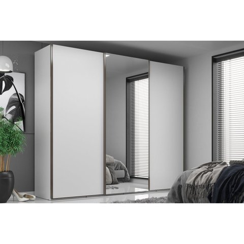 Guarda Roupa Casal com Espelho 3 Portas 6 Gavetas Veneto Branco
