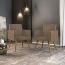 Ver imagem 1 de Kit 2 Cadeiras Poltronas para Escritório Recepção Capuccino Cor:capuccino