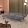 Sofa Cama Atlanta 2 Lugares 177cm Pe Talento Móveis Veludo Paris Grafite - 3