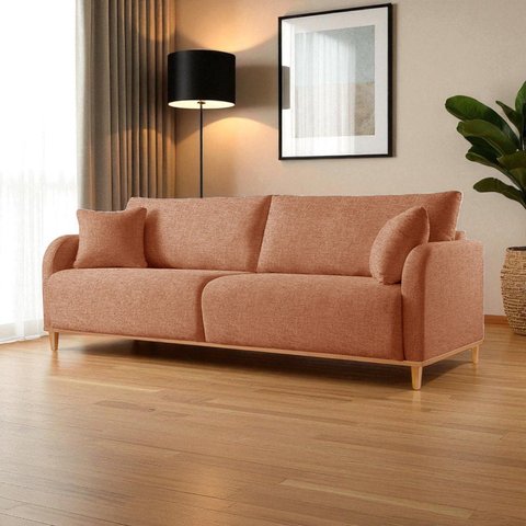 Sofá Fixo 4 Lugares Luxo 280cm Camila Marrom Terracota