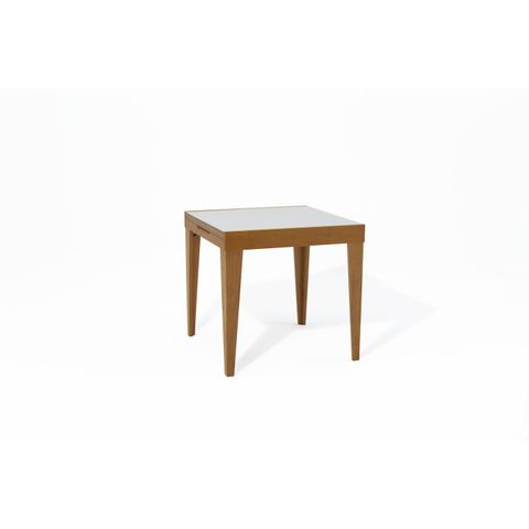 Mesa de Jantar Extensível 80/160 cm Tampo Vidro Pés Madeira Maciça Imbuia Tock Marrom