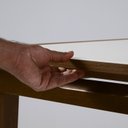 Ver imagem 5 de Mesa de Jantar Extensível 80/160 cm Tampo Vidro Pés Madeira Maciça Imbuia Tock Marrom