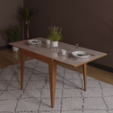 Ver imagem 1 de Mesa de Jantar Extensível 80/160 cm Tampo Vidro Pés Madeira Maciça Imbuia Tock Marrom