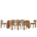 Ver imagem 2 de Conjunto Mesa de Jantar Nala 220cm Madeira Tampo Laminado Veludo Bege/imbuia Nat.
