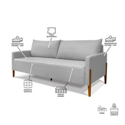 Sofá Elegance 2 Lugares 1,40m Linho Cinza Claro Recepção Consultório Clean Moderno - Lv - 3