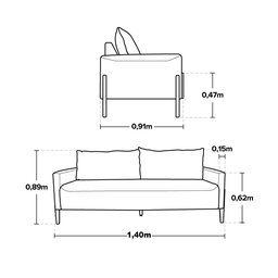 Sofá Elegance 2 Lugares 1,40m Linho Cinza Claro Recepção Consultório Clean Moderno - Lv - 5