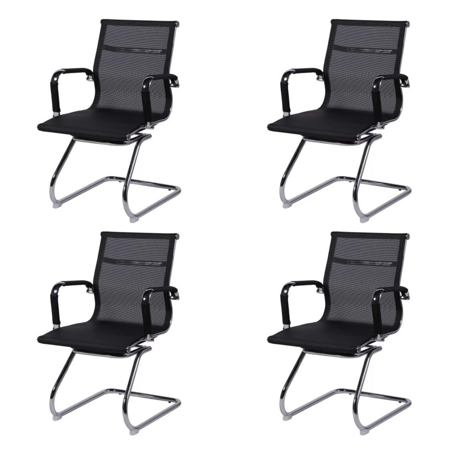 Kit 4 Cadeiras Para Escritório Interlocutor Esteirinha Tela Mesh 3303 Or Design