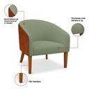 Ver imagem 3 de Poltrona Sala Decorativa Kit 2 Stella Pé Madeira Trapézio Castanho Sintético Pu Nozes/bouclê Pistach