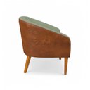Ver imagem 6 de Poltrona Sala Decorativa Kit 2 Stella Pé Madeira Trapézio Castanho Sintético Pu Nozes/bouclê Pistach