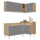 Ver imagem 2 de Armário de Cozinha Modulado de Canto Esquerdo 4 Peças Cp46 Balcão sem Tampo Castanho/cinza - Lumil L
