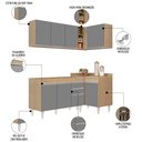 Ver imagem 3 de Armário de Cozinha Modulado de Canto Esquerdo 4 Peças Cp46 Balcão sem Tampo Castanho/cinza - Lumil L