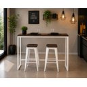 Ver imagem 2 de Mesa Jantar Aparador Bancada Alta Industrial 140x70cm Tampo Marrom Pés Branco