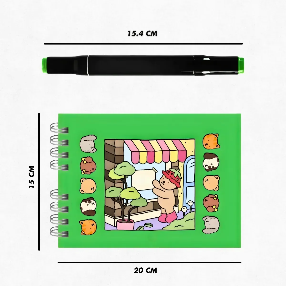 Kit Livro de Colorir Capa Dura + 24 Canetinhas Coloridas - Verde - 11