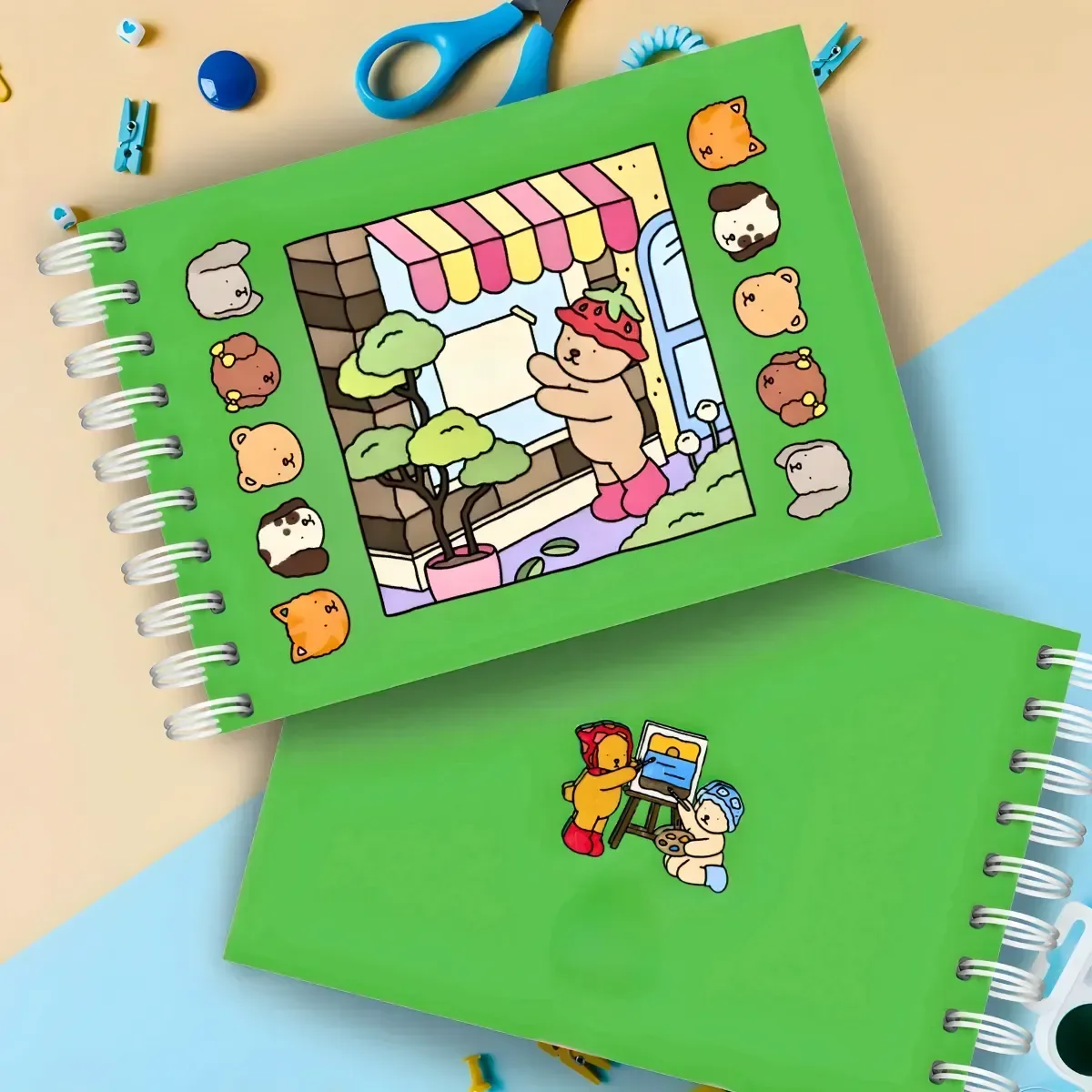 Kit Livro de Colorir Capa Dura + 24 Canetinhas Coloridas - Verde - 7