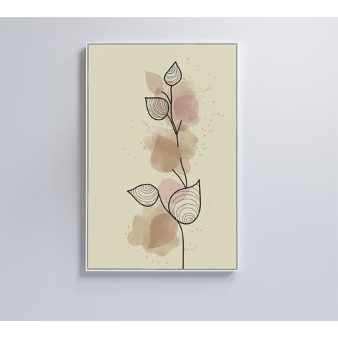 Quadro Abstrato Folhas 2 - 90x60 Cm - Tecido Canvas