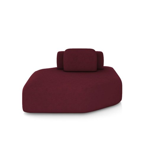Sofá Ilha Dakota Chaise 168cm Modulado Encosto Almofada Solta Veludo Bordô G33 - Gran Belo