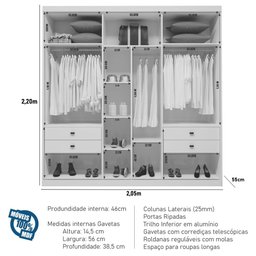 Guarda-Roupa Casal 3 Portas e 4 Gavetas Petra Bom Pastor - 3